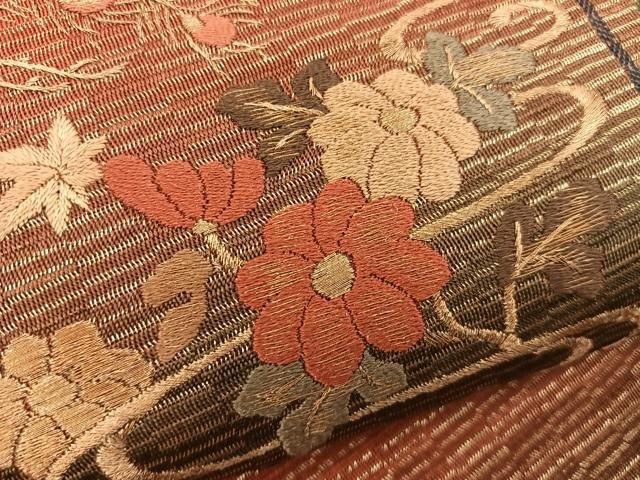 平和屋着物●ひなや工房　くむ・あむ・おる　伊豆蔵明彦　太鼓柄袋帯　竹屋町刺繍　鳳凰花文　金糸　正絹　逸品　BAAX4857mz