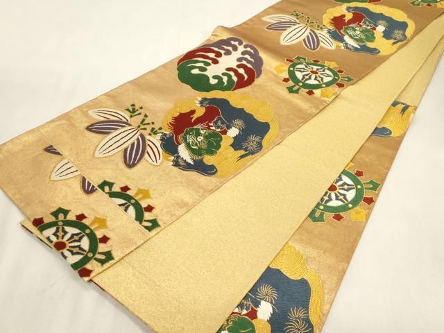 平和屋着物●西陣 さかした謹製 六通柄袋帯 唐織 御門綴 栄唐獅子門 金糸 証紙付き 三越扱い 正絹 逸品 未使用 CABG3185dy 平和屋着物●西陣 さかした謹製 六通柄袋帯 唐織 御門綴 栄唐獅子門 金糸 証紙付き 三越扱い 正絹 逸品 未使用 CABG3185dy