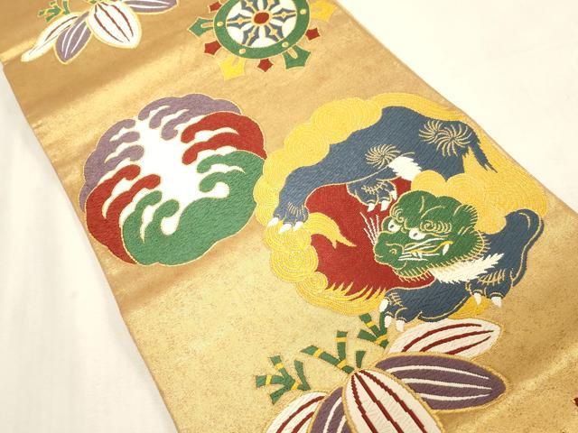 平和屋着物●西陣 さかした謹製 六通柄袋帯 唐織 御門綴 栄唐獅子門 金糸 証紙付き 三越扱い 正絹 逸品 未使用 CABG3185dy 平和屋着物●西陣 さかした謹製 六通柄袋帯 唐織 御門綴 栄唐獅子門 金糸 証紙付き 三越扱い 正絹 逸品 未使用 CABG3185dy