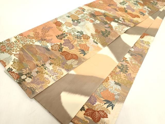 平和屋着物●六通柄袋帯　唐織　草花文　金糸　正絹　逸品　CABG3187dy