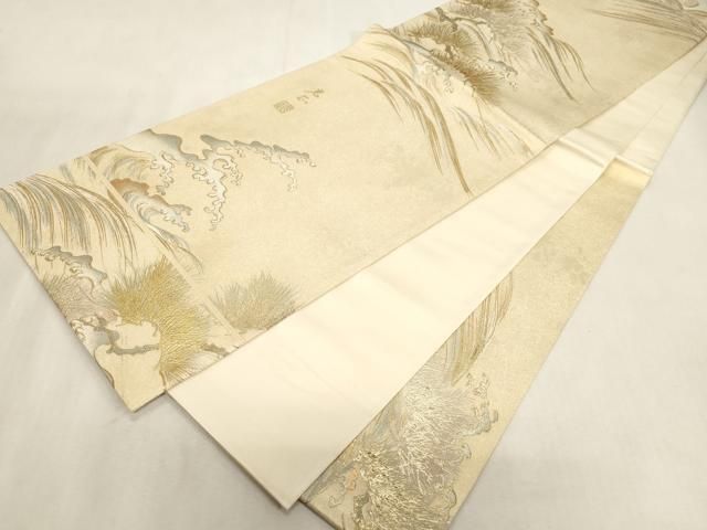 平和屋着物●金彩友禅 卓越技能者・名工・和田光正 六通柄袋帯 立波枝松文 金銀彩 正絹 逸品 CABG3188dy 平和屋着物●金彩友禅 卓越技能者・名工・和田光正 六通柄袋帯 立波枝松文 金銀彩 正絹 逸品 CABG3188dy