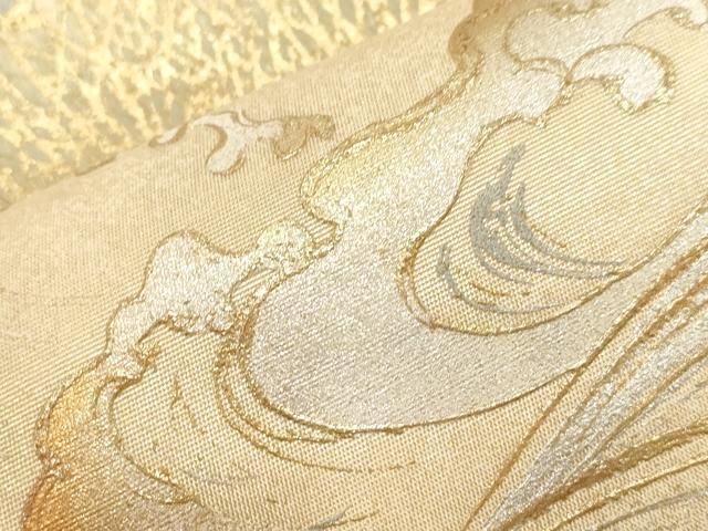 平和屋着物●金彩友禅 卓越技能者・名工・和田光正 六通柄袋帯 立波枝松文 金銀彩 正絹 逸品 CABG3188dy 平和屋着物●金彩友禅 卓越技能者・名工・和田光正 六通柄袋帯 立波枝松文 金銀彩 正絹 逸品 CABG3188dy