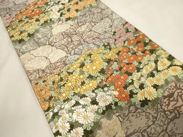 平和屋着物●皇室・伊勢神宮御用　御御帯　山口美術織物　山口弘躬　六通柄袋帯　唐織　懸崖の菊　正絹　逸品　CABG3193dy