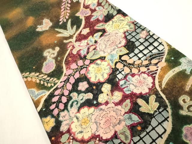 平和屋着物●太鼓柄袋帯 作家物 辻が花 絞り 新装アート謹製 正絹 逸品 CABG3194dy 平和屋着物●太鼓柄袋帯 作家物 辻が花 絞り 新装アート謹製 正絹 逸品 CABG3194dy