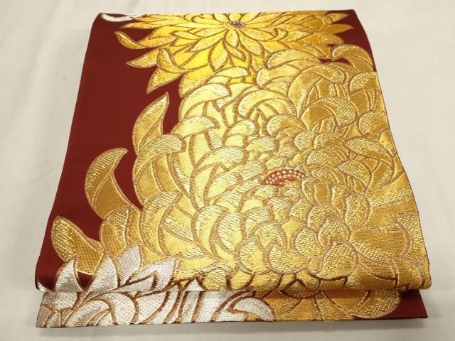 平和屋着物●ファッションデザイナー 花井幸子 六通柄袋帯 乱菊 金銀糸 正絹 逸品 CABG3195dy