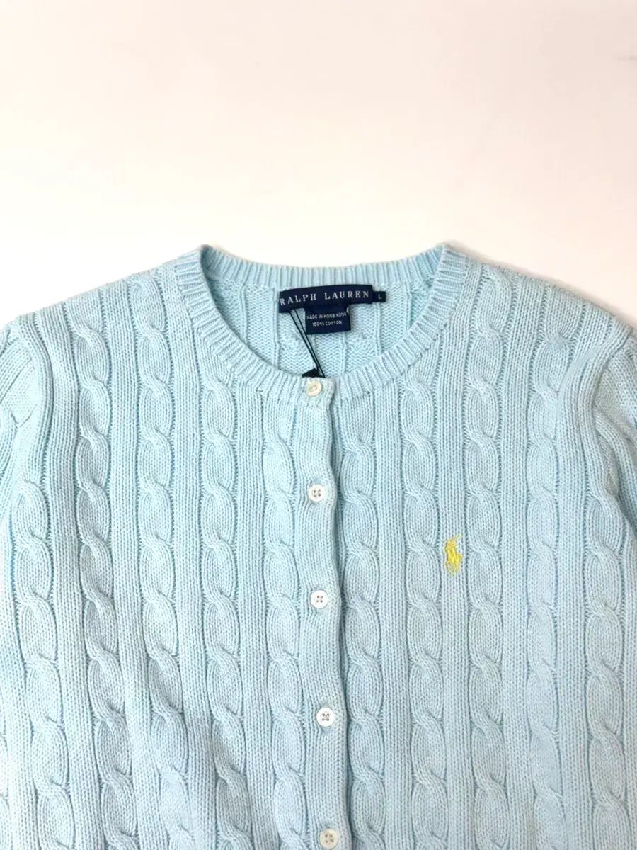 Ralph Lauren ラルフローレン スカイブルー カラー ケーブル ニット カーディガン