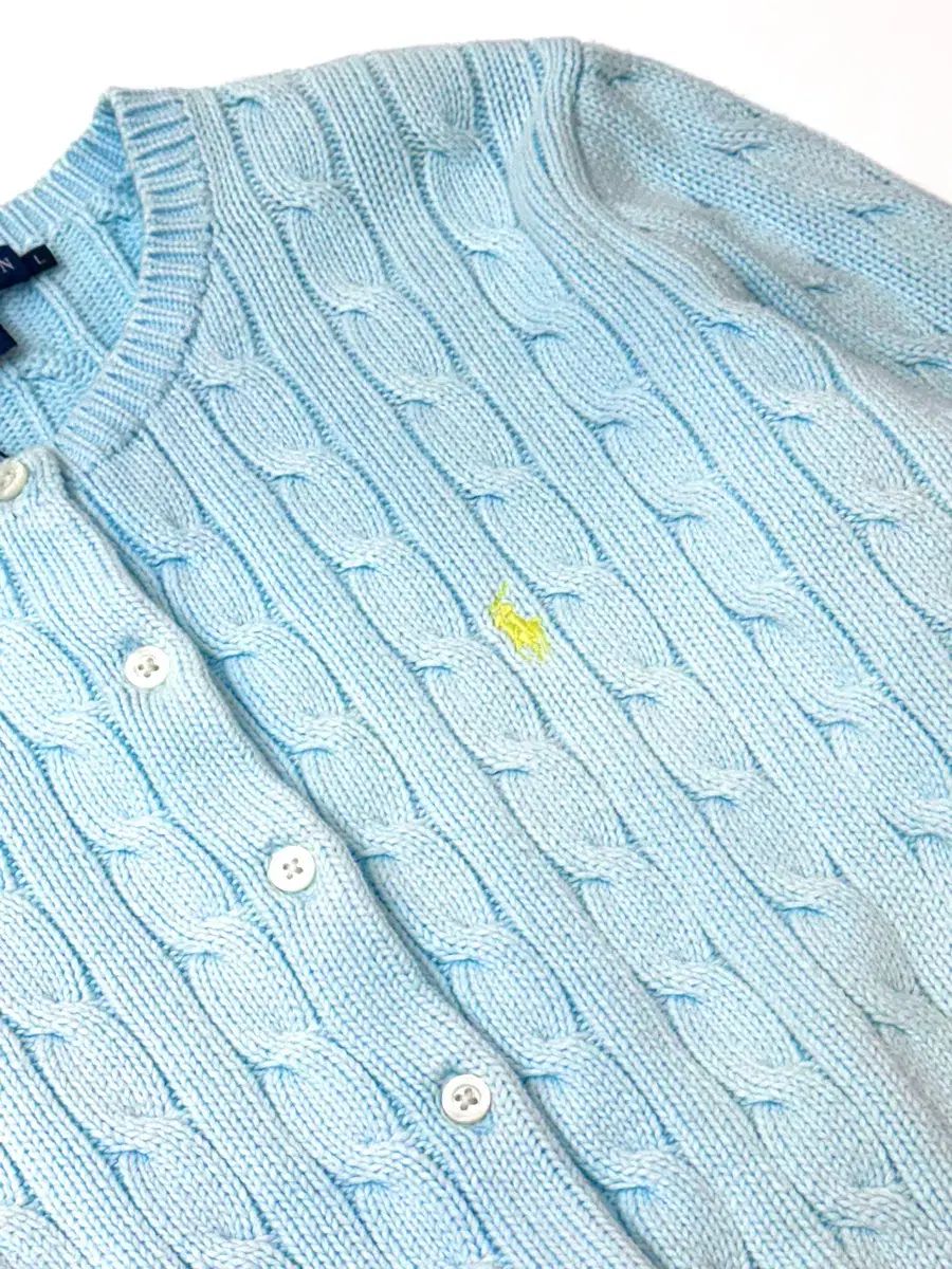 Ralph Lauren ラルフローレン スカイブルー カラー ケーブル ニット カーディガン
