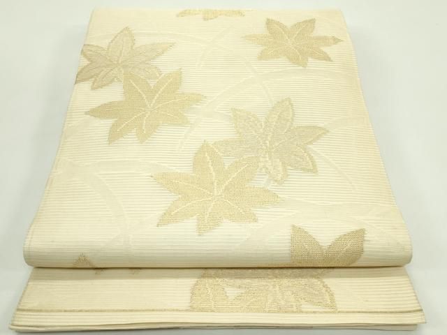 平和屋着物＊夏物　全通柄袋帯　芝草楓文　金糸　正絹　逸品　CABG7310rv