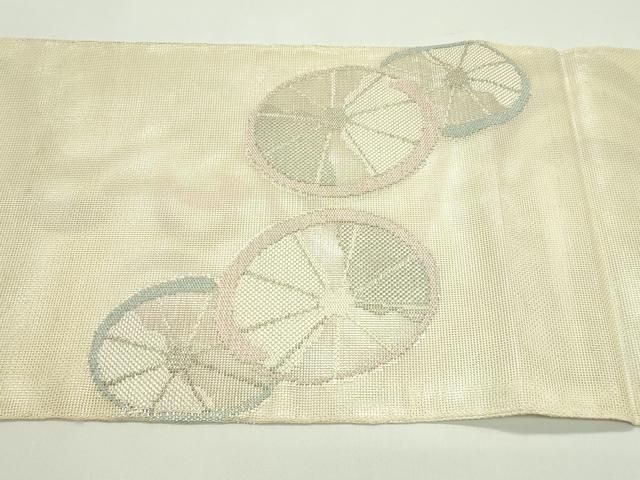 平和屋着物＊夏物　太鼓柄袋帯　番傘　銀糸　正絹　逸品　CABG7311rv