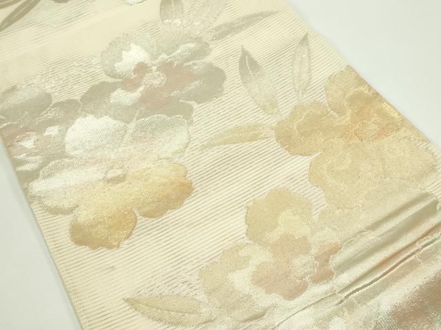 平和屋着物＊夏物　六通柄袋帯　草花文　金銀彩　正絹　逸品　CABG7313rv