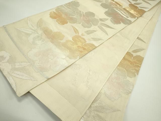 平和屋着物＊夏物　六通柄袋帯　草花文　金銀彩　正絹　逸品　CABG7313rv