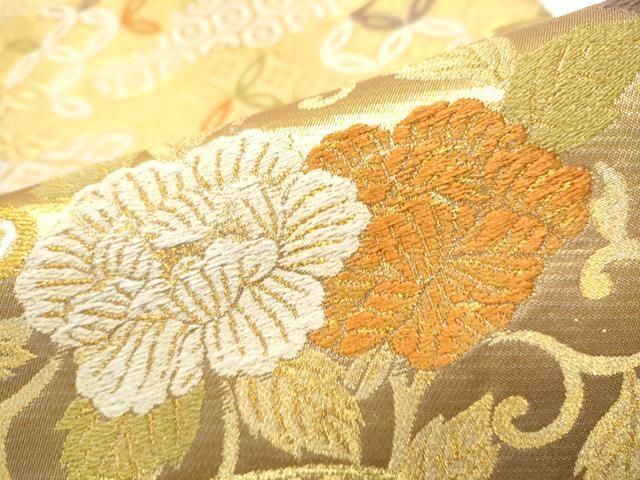 平和屋着物●六通柄袋帯　唐織　吉祥花文　金糸　正絹　逸品　CABG8849hy
