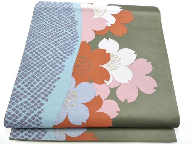 平和屋着物●世界的人形師　辻村寿三郎　ジュサブロー　六通柄袋帯　舞桜文　金糸　正絹　逸品　CABG8850hy