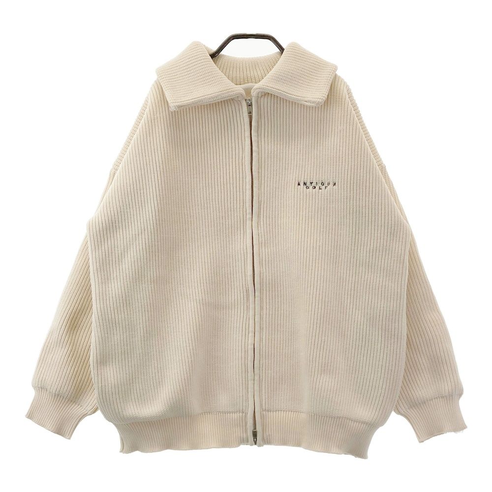 サイズ：M ANTIQUA GOLF アンティカゴルフ 裏地付ニット ジップジャケット ホワイト系 [240101694567] ゴルフウェア レディース ストスト