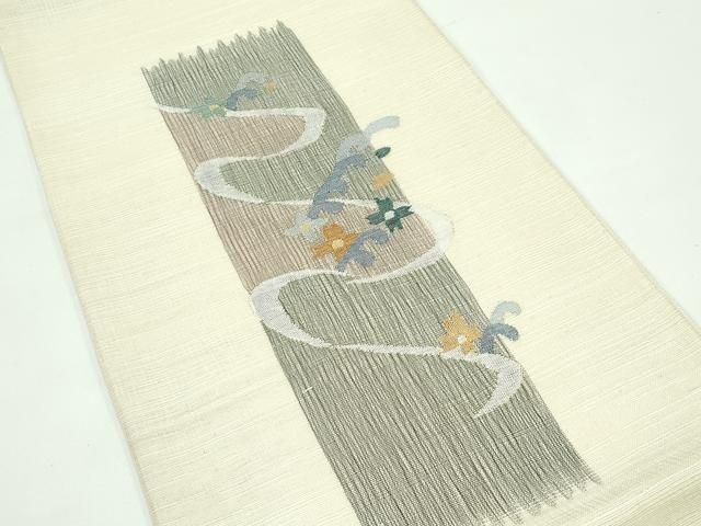 平和屋着物＊夏物　太鼓柄袋帯　流水花文　金銀糸　正絹　逸品　未使用　CABG7317rv
