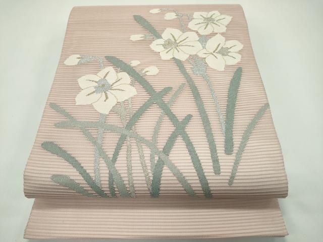 平和屋着物*夏物 太鼓柄袋帯 絽綴れ 水仙 金銀糸 正絹 逸品 未使用 CABG7323rv