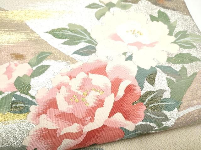 平和屋着物●手織綴れ 山鹿清華 爪掻き本綴れ 太鼓柄袋帯 牡丹 金銀糸 正絹 逸品 CABG8857hy 平和屋着物●手織綴れ 山鹿清華 爪掻き本綴れ 太鼓柄袋帯 牡丹 金銀糸 正絹 逸品 CABG8857hy