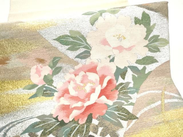 平和屋着物●手織綴れ 山鹿清華 爪掻き本綴れ 太鼓柄袋帯 牡丹 金銀糸 正絹 逸品 CABG8857hy 平和屋着物●手織綴れ 山鹿清華 爪掻き本綴れ 太鼓柄袋帯 牡丹 金銀糸 正絹 逸品 CABG8857hy