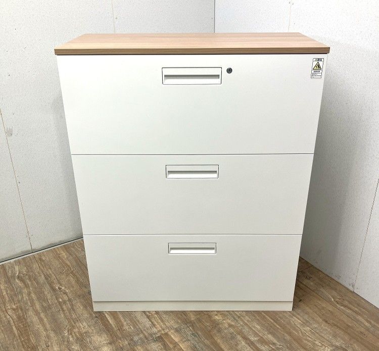 【中古品】コクヨ エディアシリーズ 天板付3段ラテラル書庫 BWU-L3A59SAWNN ホワイト