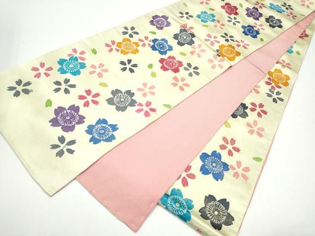 平和屋着物●両面　六通柄袋帯　舞桜文　金通し地　正絹　逸品　CABG8864hy