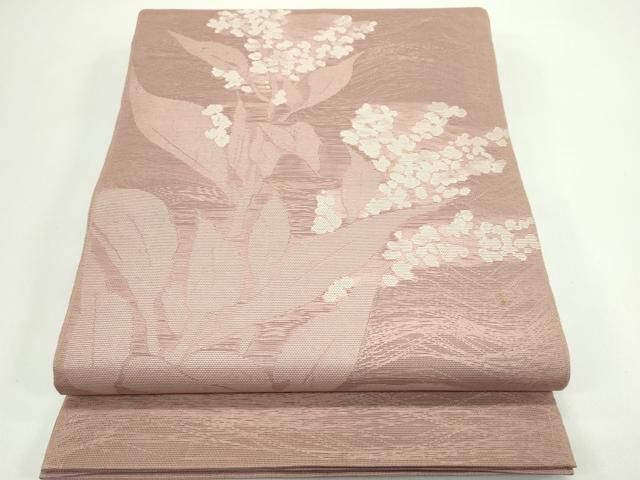 平和屋着物＊夏物　太鼓柄袋帯　草花文　正絹　逸品　CABG7417rv