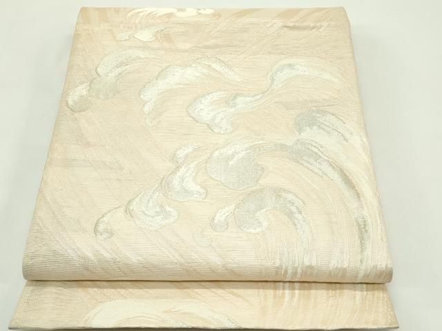 平和屋着物＊夏物　六通柄袋帯　立波文　銀糸　正絹　逸品　CABG7423rv