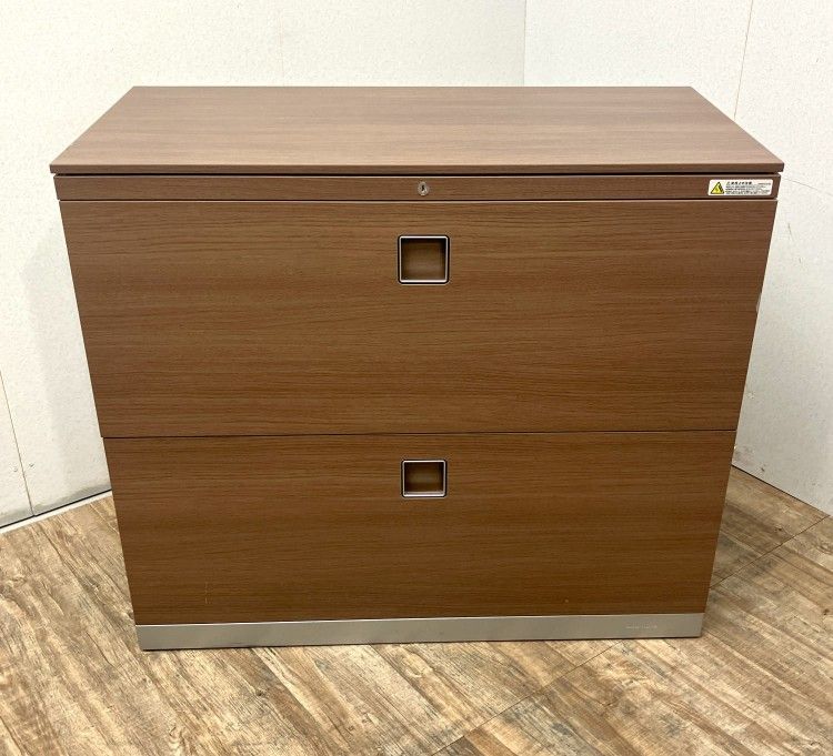 【中古品】オカムラ 天板付2段ラテラル書庫 4BG1WC ZB43 ブラウン