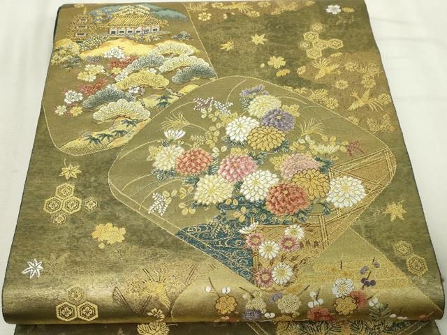 平和屋本店●西陣　長嶋成織物　ながしま帯　六通柄袋帯　文箱の華　本金箔　瀞金錦　正絹　逸品　DABF8830sf