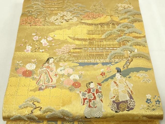 平和屋本店●西陣　長嶋成織物　ながしま帯　六通柄袋帯　古都有情　本金箔　証紙付き　瀞金錦　正絹　逸品　DABF8872sf