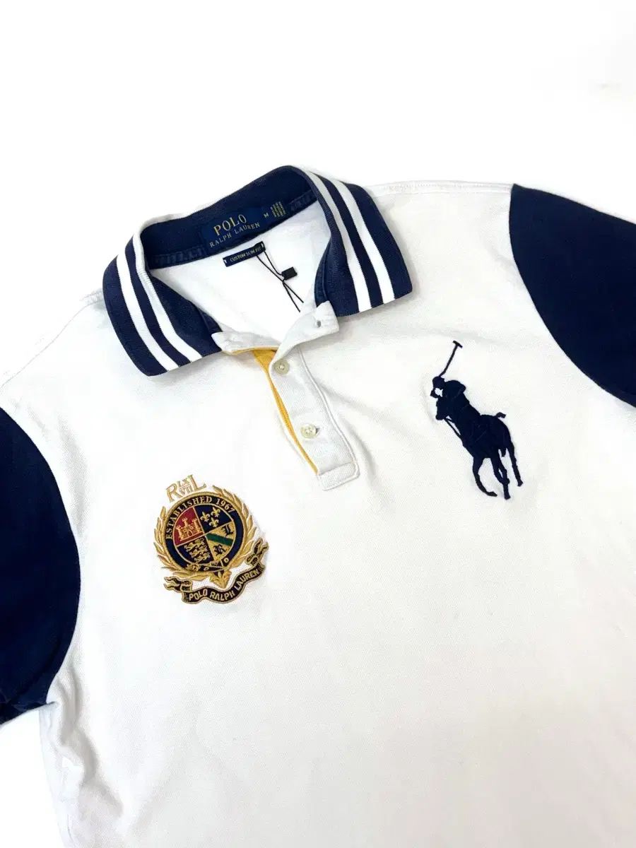 POLO ポロ ラルフローレン ホワイト カラー ビックポニー パッチ カラーTシャツ