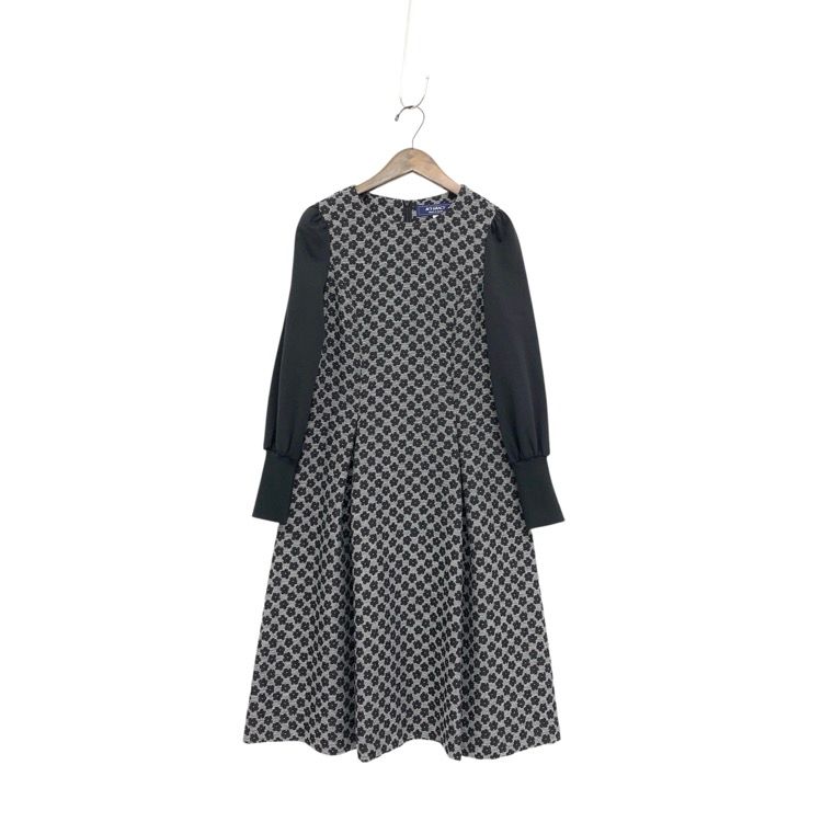 M'S GRACY エムズグレイシー ふくれ小花 袖ニットワンピース ブラック 36 411706