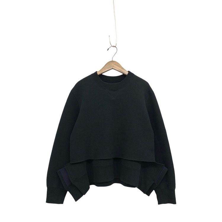 sacai サカイ レイヤードクロップドスウェット ブラック 2 23-06969