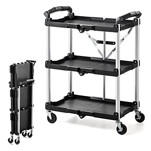 サンワダイレクト ツールワゴン キャスター付き 3段 折りたたみ 総耐荷重60kg 軽量 1個 100-CART008so 6a9c090b