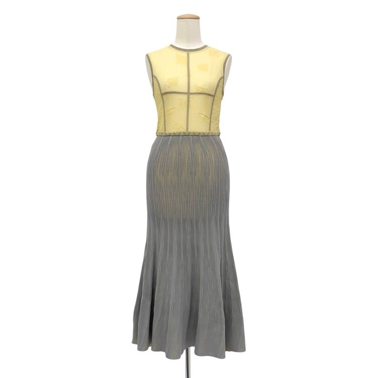 Mame Kurogouchi マメクロゴウチ Frosted Glass Graphic Knitted Dress ドッキングノースリーブニットワンピース 1 MM21SS-KN026