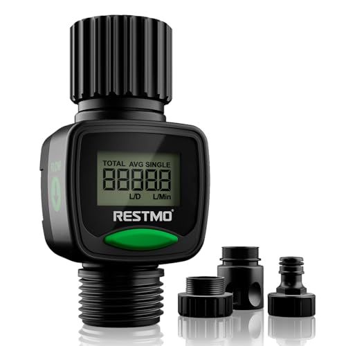 RESTMO 水流量計、高精度測定、庭のホース散水、RV 水タンク充填、芝生スプリンクラー、灌漑システム用のガロン/リットル消費量と流量を測定so 7c2f7850