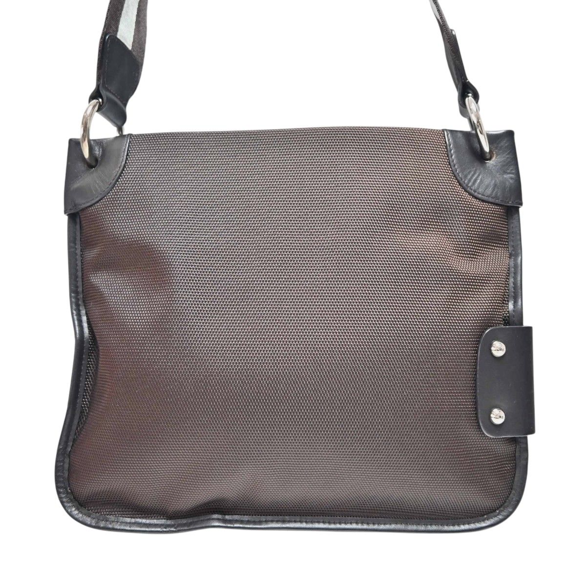 BALLY バリー ナイロンキャンバス/レザー ストライプ ショルダーバッグ