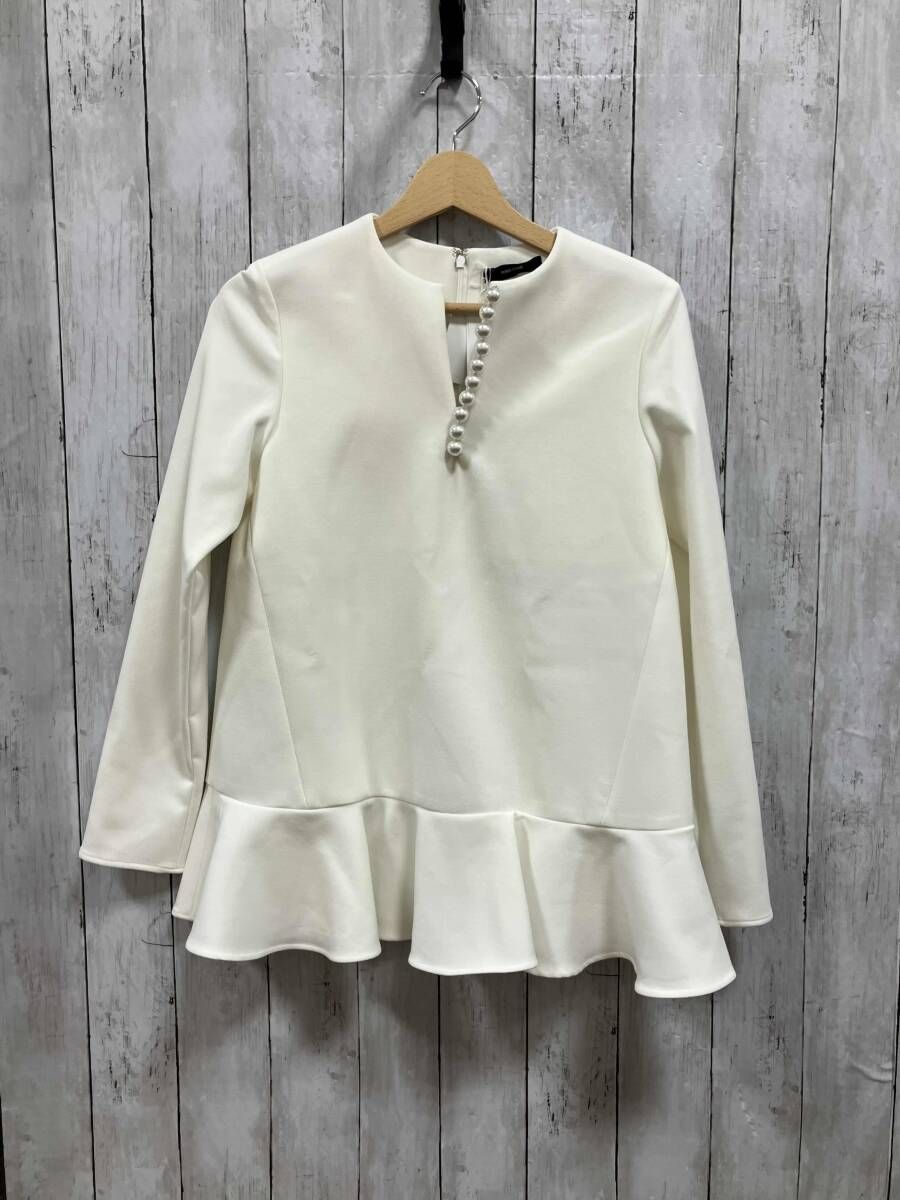 YOKO CHAN/長袖シャツ・ブラウス//ラッフルヘムパールブラウス/YCB-125-460/ヨーコチャン/サイズ36