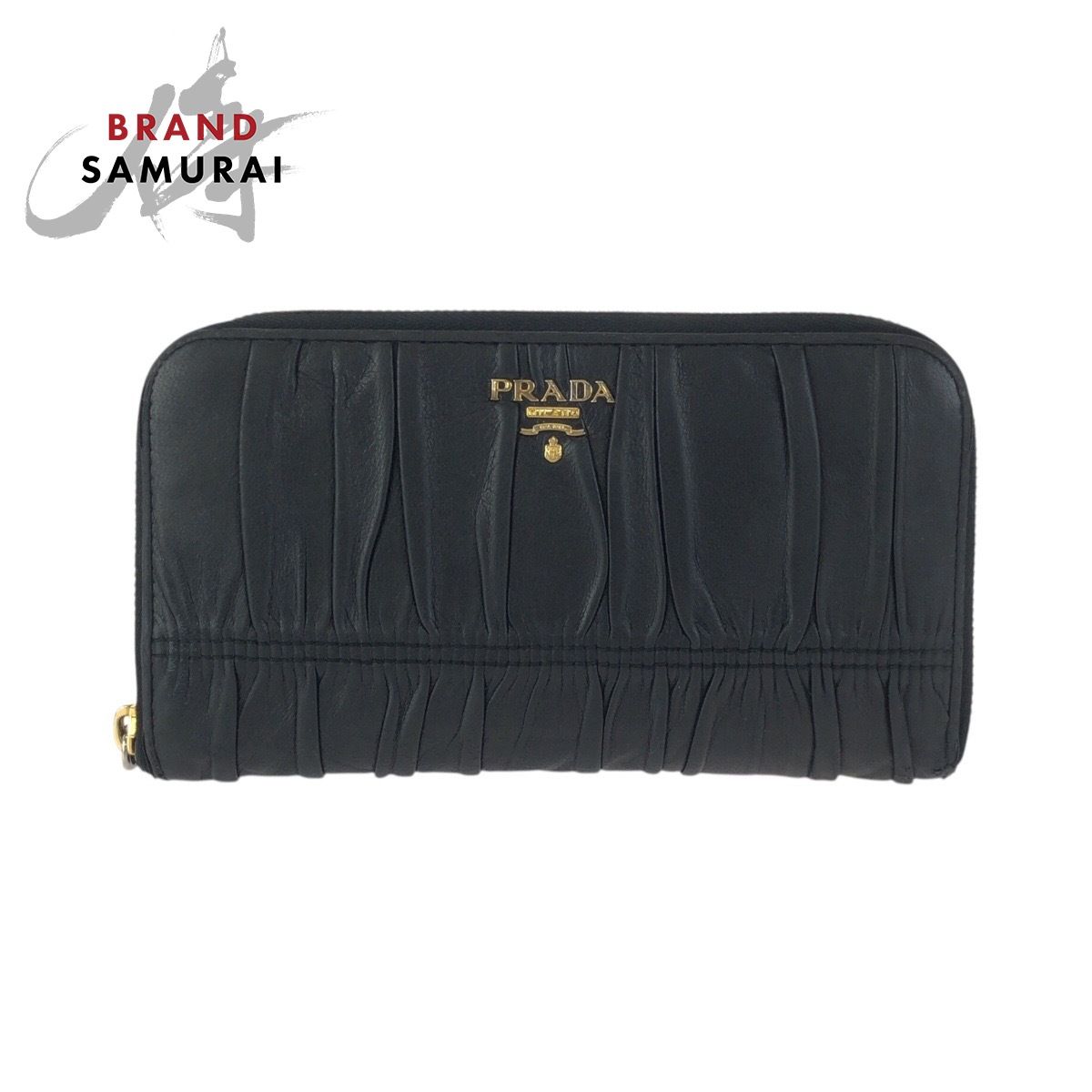 PRADA プラダ ブラック 黒 ゴールド金具 レザー 長財布 ラウンド 