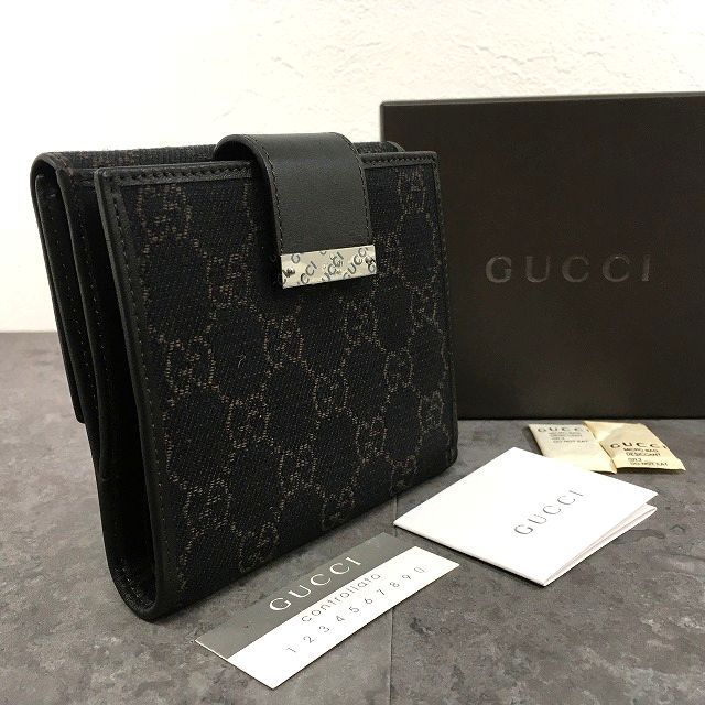 202 送料込み! 極美品 GUCCI コンパクトウォレット 74209 ダークブラウン 箱付き