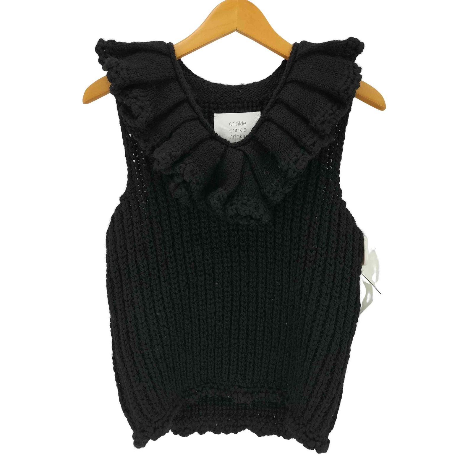 ユーズドフルギ USED古着 {{Crinkle Crinkle Crinkle}} hand knit ruffle vest ハンドニット ラッフルベスト レディース FREE