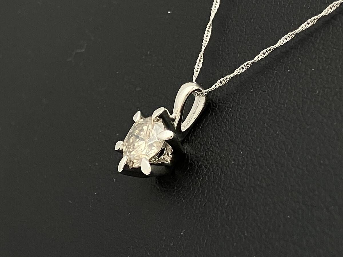 【鑑定書付】 【一粒ダイヤモンド】 【1ct】 Pt1000 K18 ダイヤ 1.00ct 約41cm 2.8g ネックレス 純白金