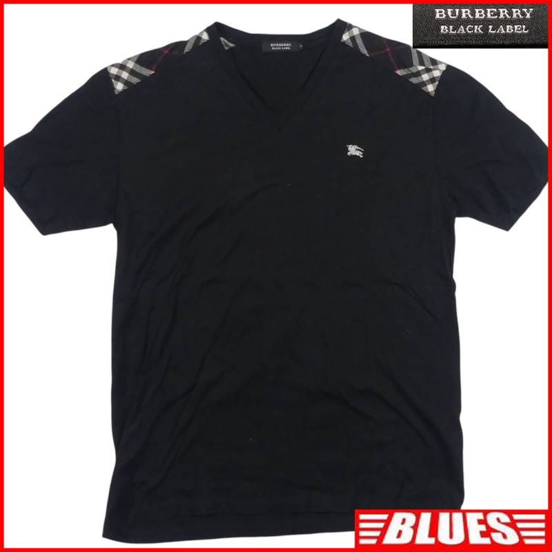 BURBERRY BLACK LABEL 廃盤 バーバリーブラックレーベル Tシャツ L ノバチェック 半袖 黒 ブラック 刺繍 カットソー シャツ_カットソーサイズL一覧←SEULB屋着古← TY4498 5,313円