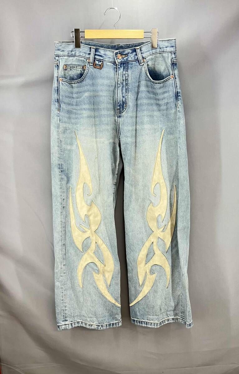 ★ SUPPLIER サプライヤー ジーンズ Tribal Leather Patch Baggy Denim サイズL ライトブルー 通年
