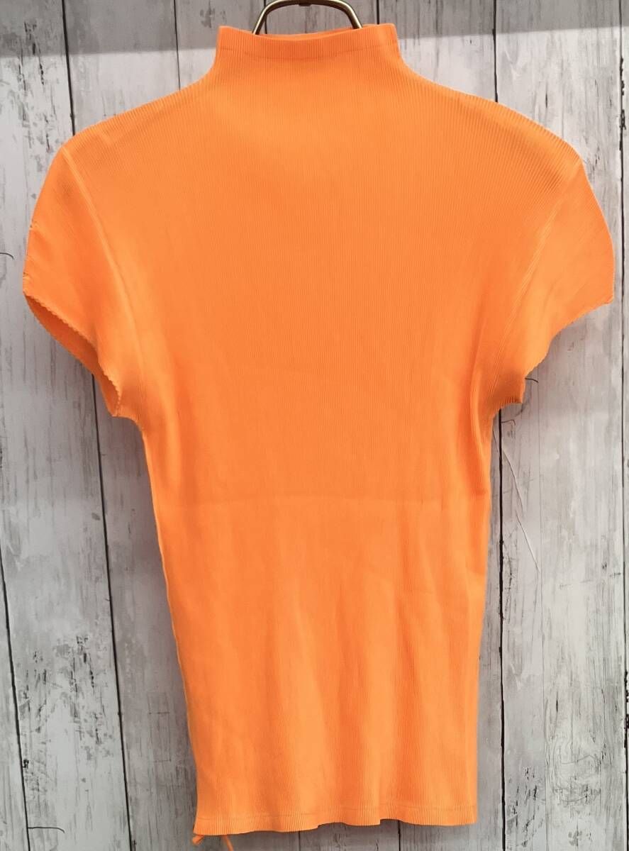 PLEATS PLEASE ISSEY MIYAKE 半袖カットソー プリーツプリーズ イッセイミヤケ ハイネック オレンジ size03