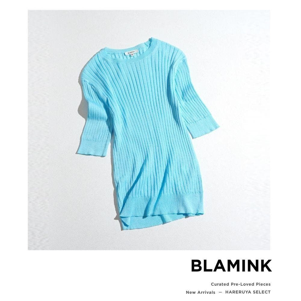 350h*美品 ブラミンク BLAMINK コットン クルーネック リブニット