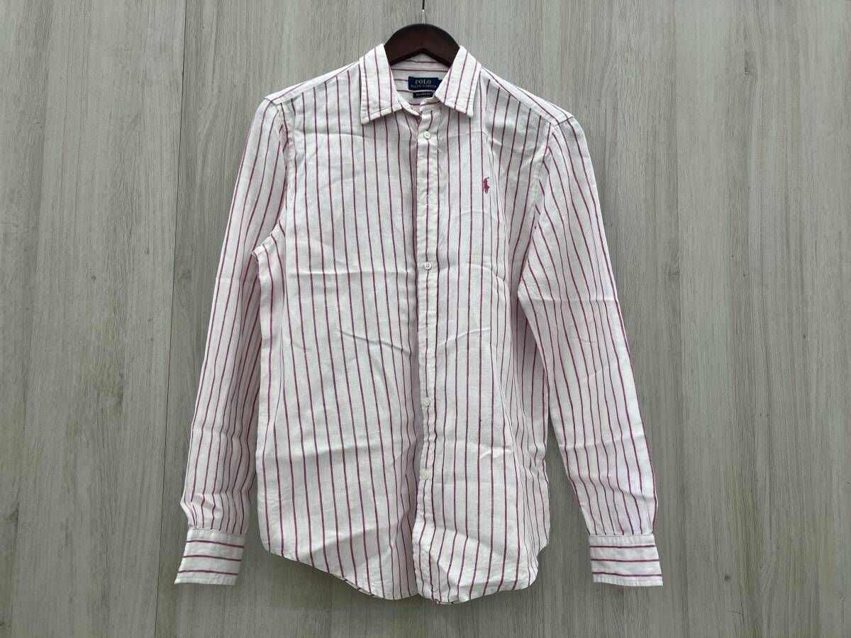 POLO RALPH LAUREN 長袖シャツ・ブラウス　サイズM リネンシャツ　RELAXED FIT ピンクストライプ　ピンクジョッキー