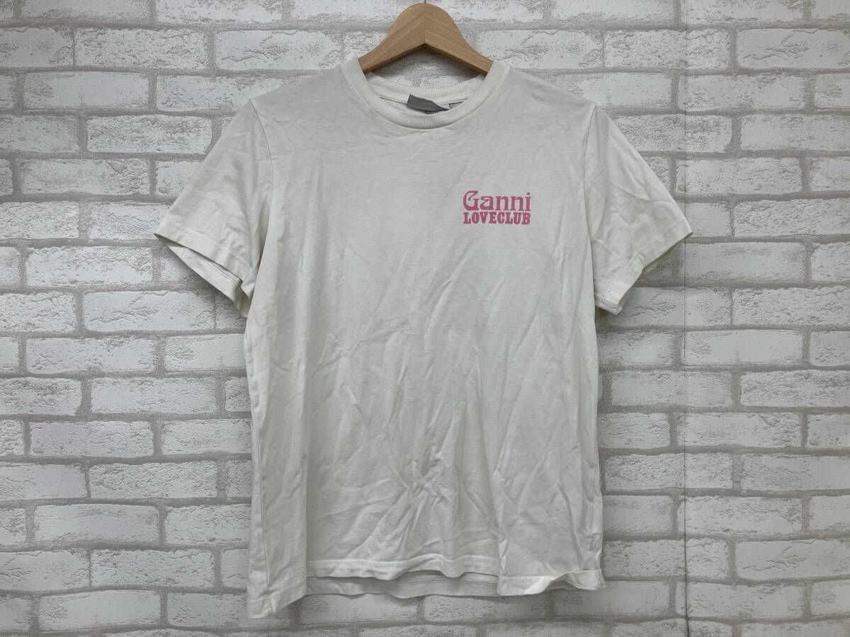 Ganni ガニー 3423343800007 半袖Tシャツ カットソー ホワイト レディース S