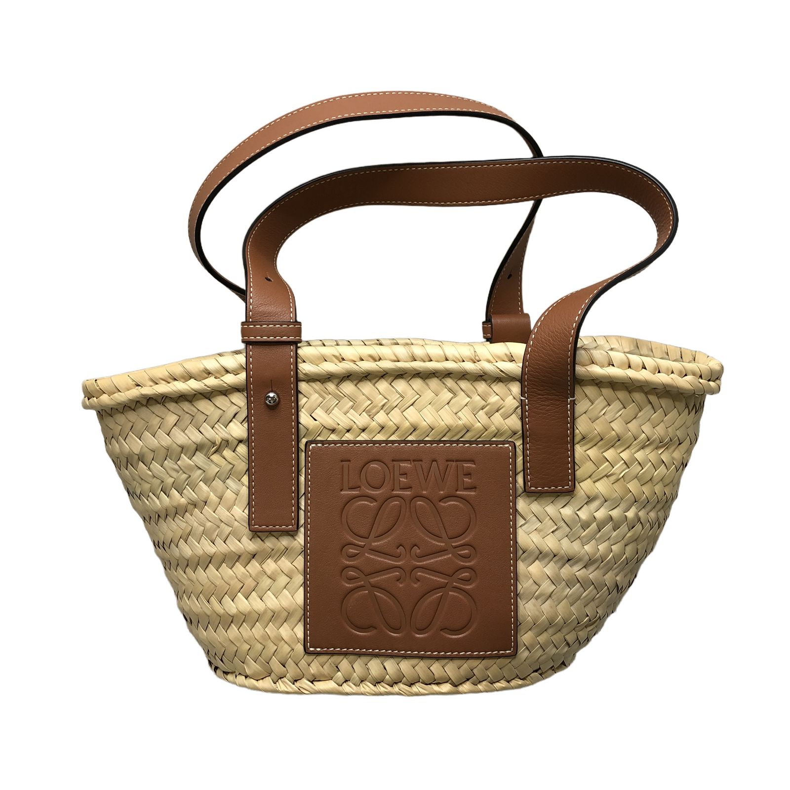 LOEWE ロエベ スモール カゴバッグ ハンドバッグ ブラウン系 ラフィア カーフレザー レディース 中古 美品 T11217813 32,370円