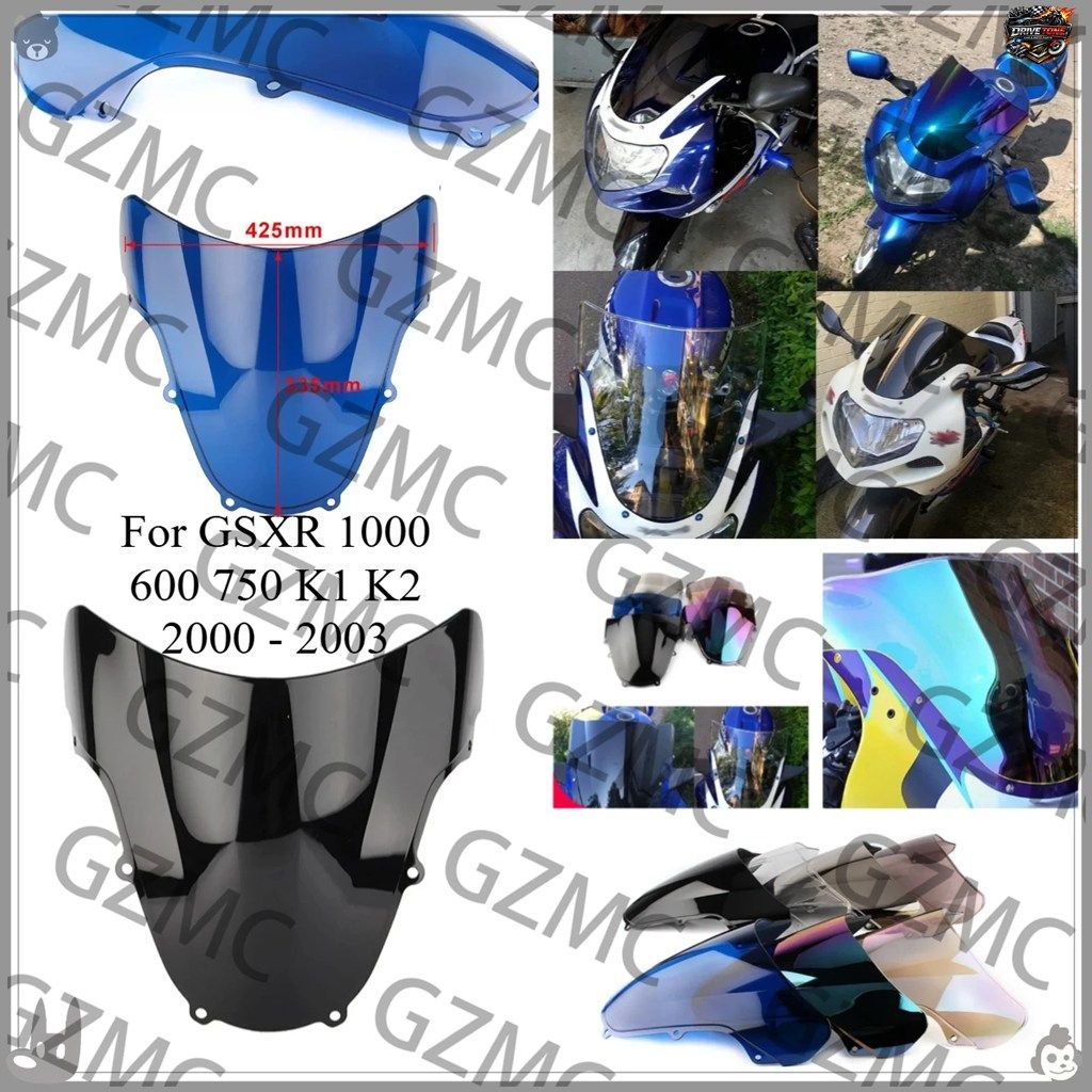スズキ GSXR 1000 600 750 K1 K2 2000 - 2003 用オートバイ用ウインドスクリーン ダブルバブルウインドシールドディフレクタープロテクター