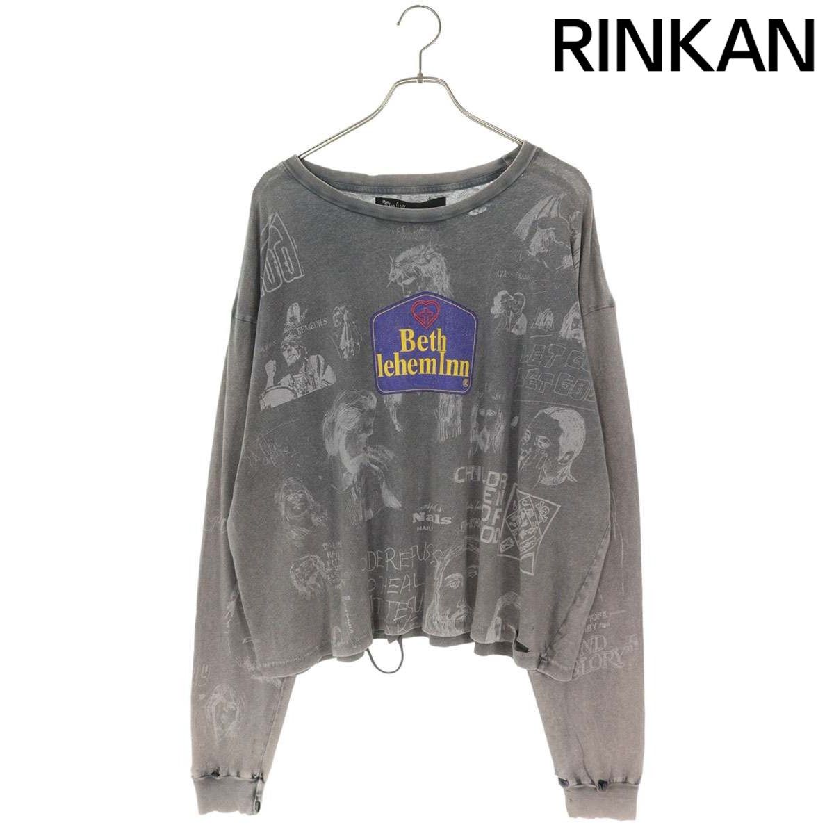 パリーハリウッド 26SS BETHLEHEM L/S TEE クラッシュ加工グラフィックプリント長袖カットソー メンズ L